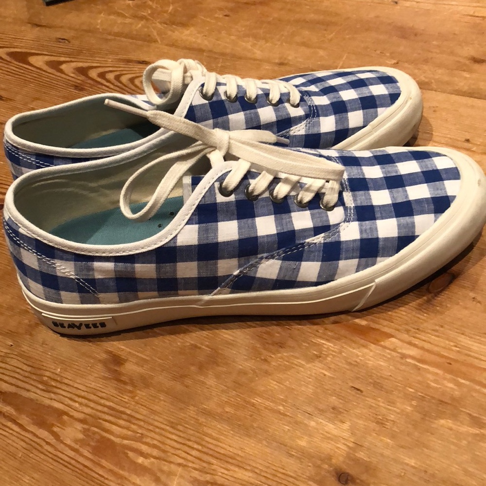 SeaVees Blue and White Gingham Sneakers